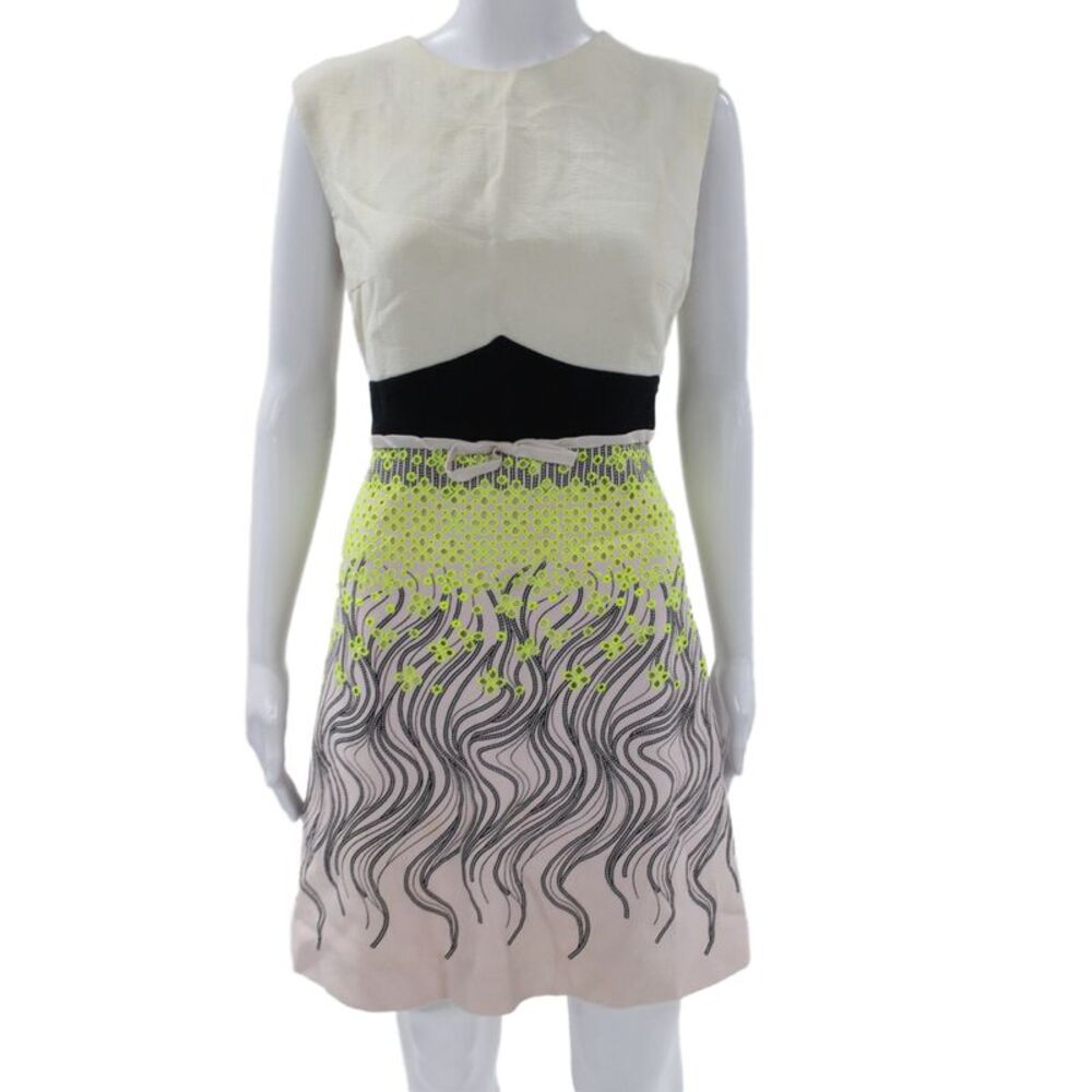 Giambattista Valli Women A-Line Beige Viscose Sleeveless Dress Size 44